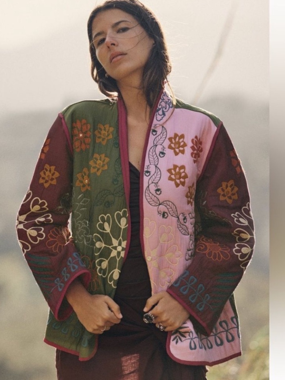 NEW Zara Patchwork Embroidered Quilted Jacket Kimono Style. NWT. Size small.